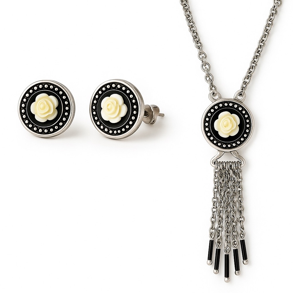 Lia Sophia Vintage Rose Necklace & Earrings Set
